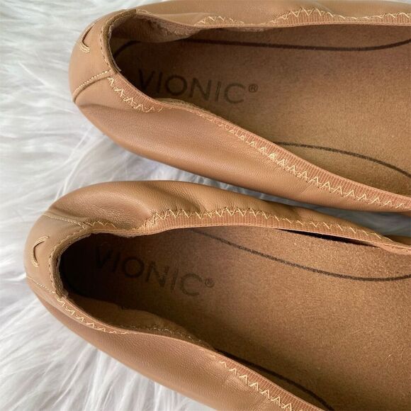 Vionic Women's Ballet Flats Size 9 Tan Snake Print Bow Detail Casual - Picture 9 of 10